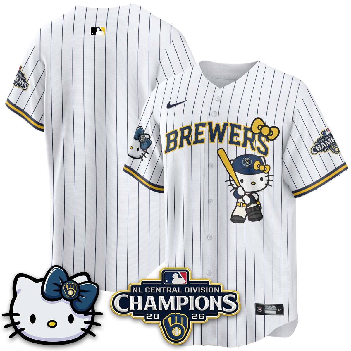 Milwaukee Brewers NL Central Champs x Meow KT Vapor Jersey - Stitched