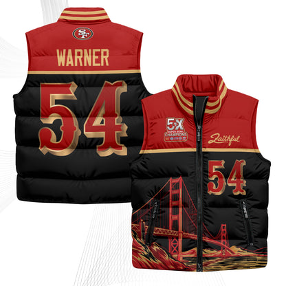 San Francisco 49ers Faithful Puffer Vest - Printed