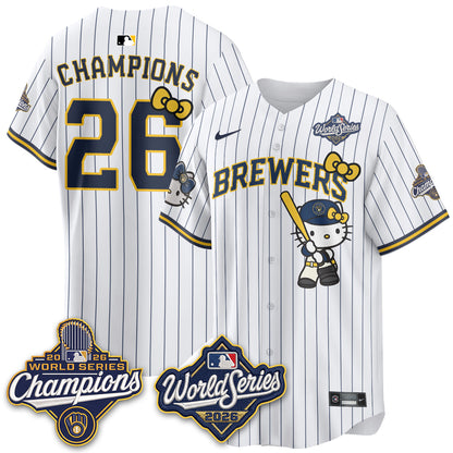 Milwaukee Brewers 2026 WS Champions x Meow KT Vapor Jersey - Stitched