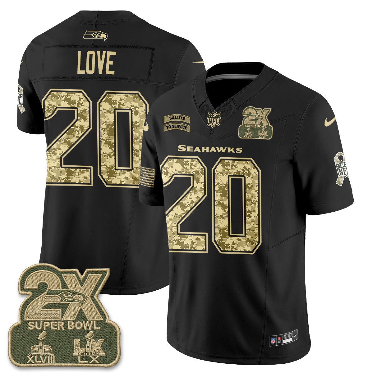 Seattle Seahawks 2026 Salute to Service Vapor Jersey - Stitched