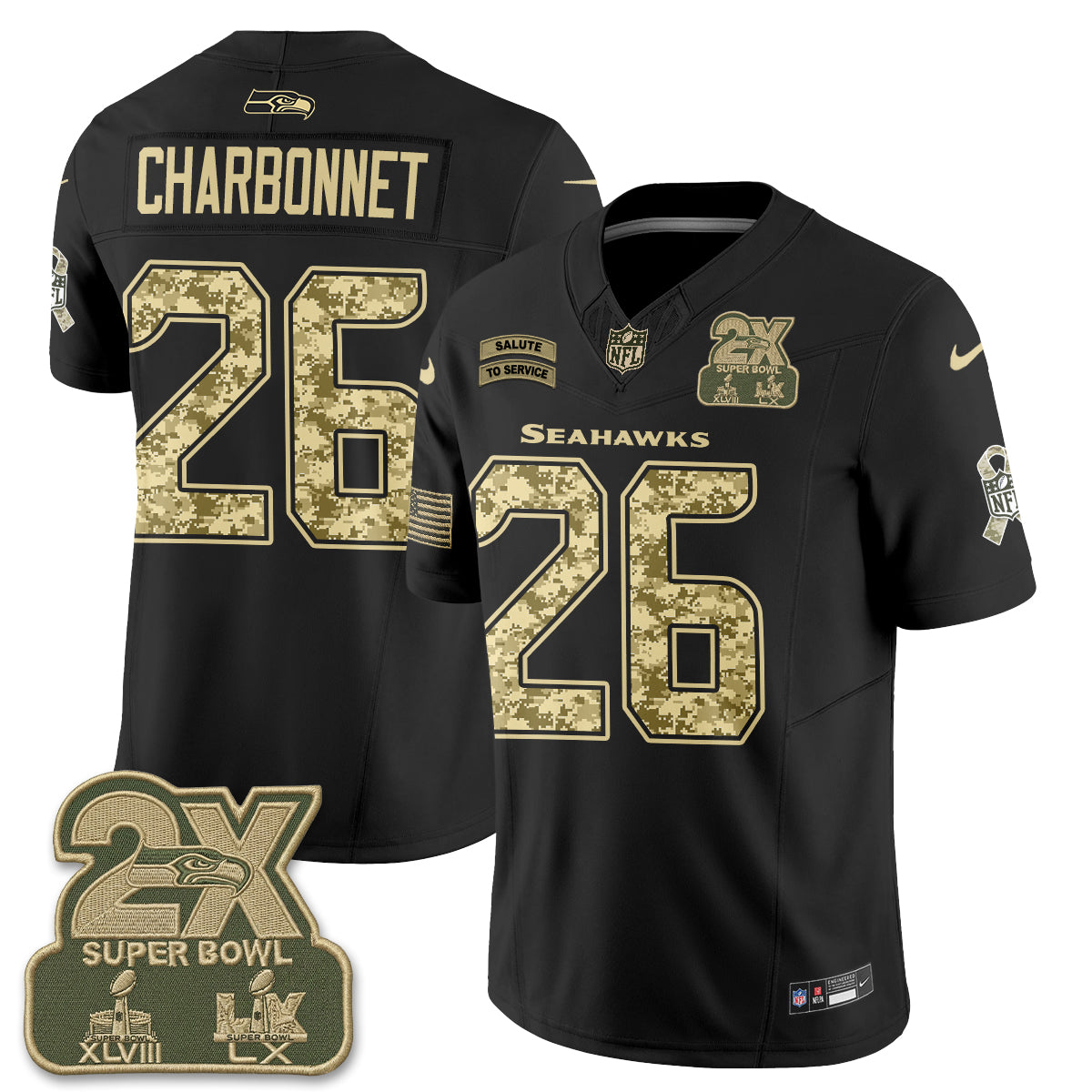 Seattle Seahawks 2026 Salute to Service Vapor Jersey - Stitched