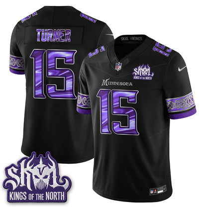 Minnesota Vikings Fangear Edition Warrior Skol Patch Vapor Jersey - Stitched