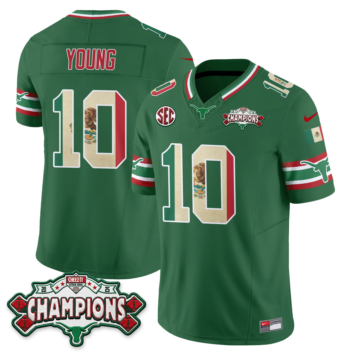 Texas Longhorns Mexico Edition Vapor Jersey - Stitched-NQD