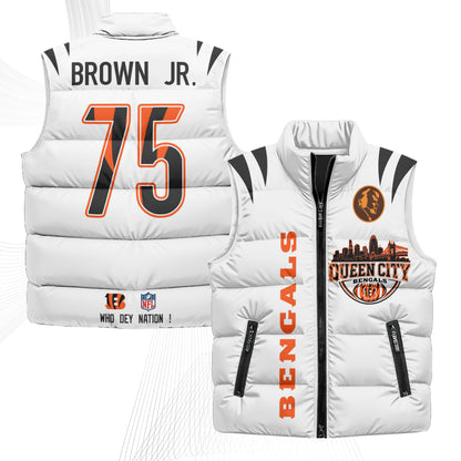 Cincinnati Bengals John Madden Patch Puffer Vest - Printed