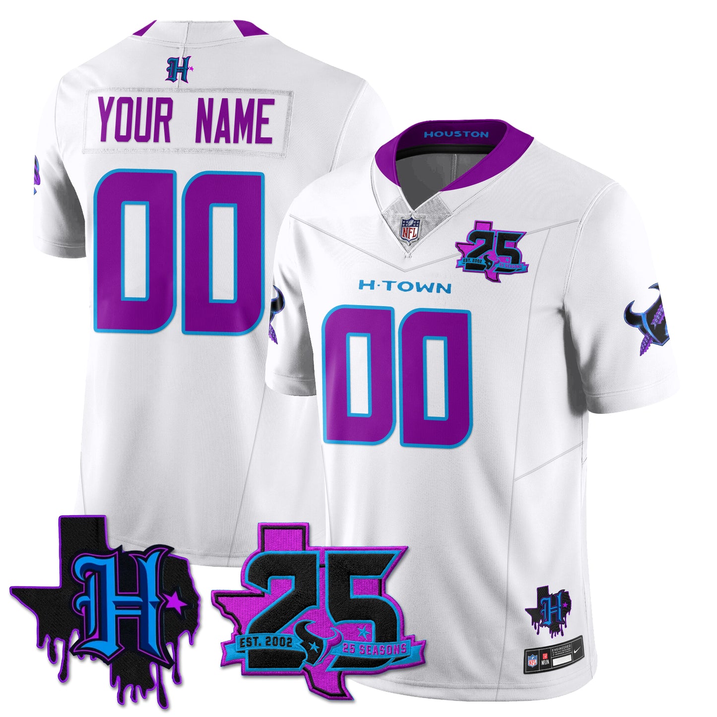 Houston Texans 25th Seasons in 2026 DJ Screw Vapor Custom Limited Jersey - All Stitched