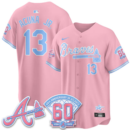 Atlanta Braves x Bubblegum Vapor Jersey - Stitched