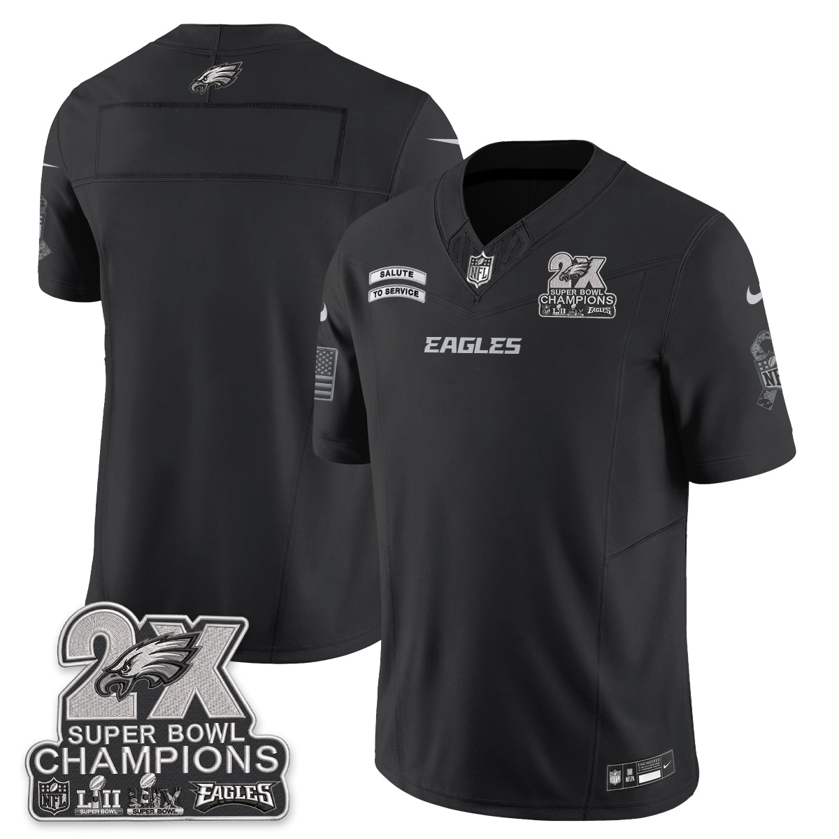 Philadelphia Eagles Salute to Service V2 Vapor Jersey - Stitched-NQD