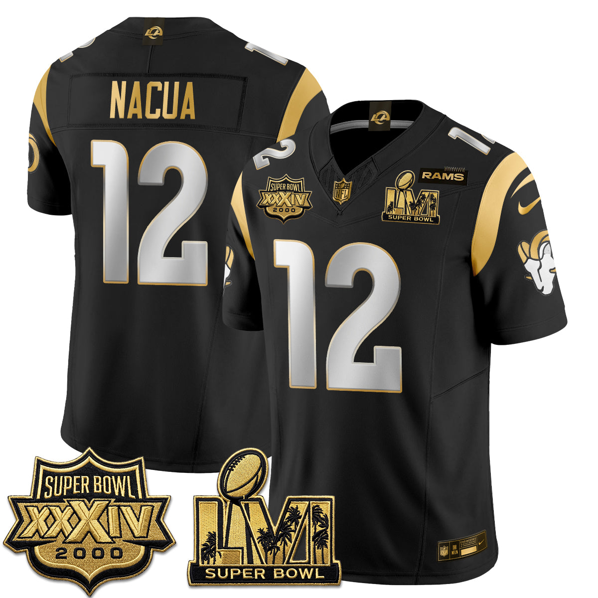 Los Angeles Rams SBowl Champs Gold Vapor Jersey - Stitched