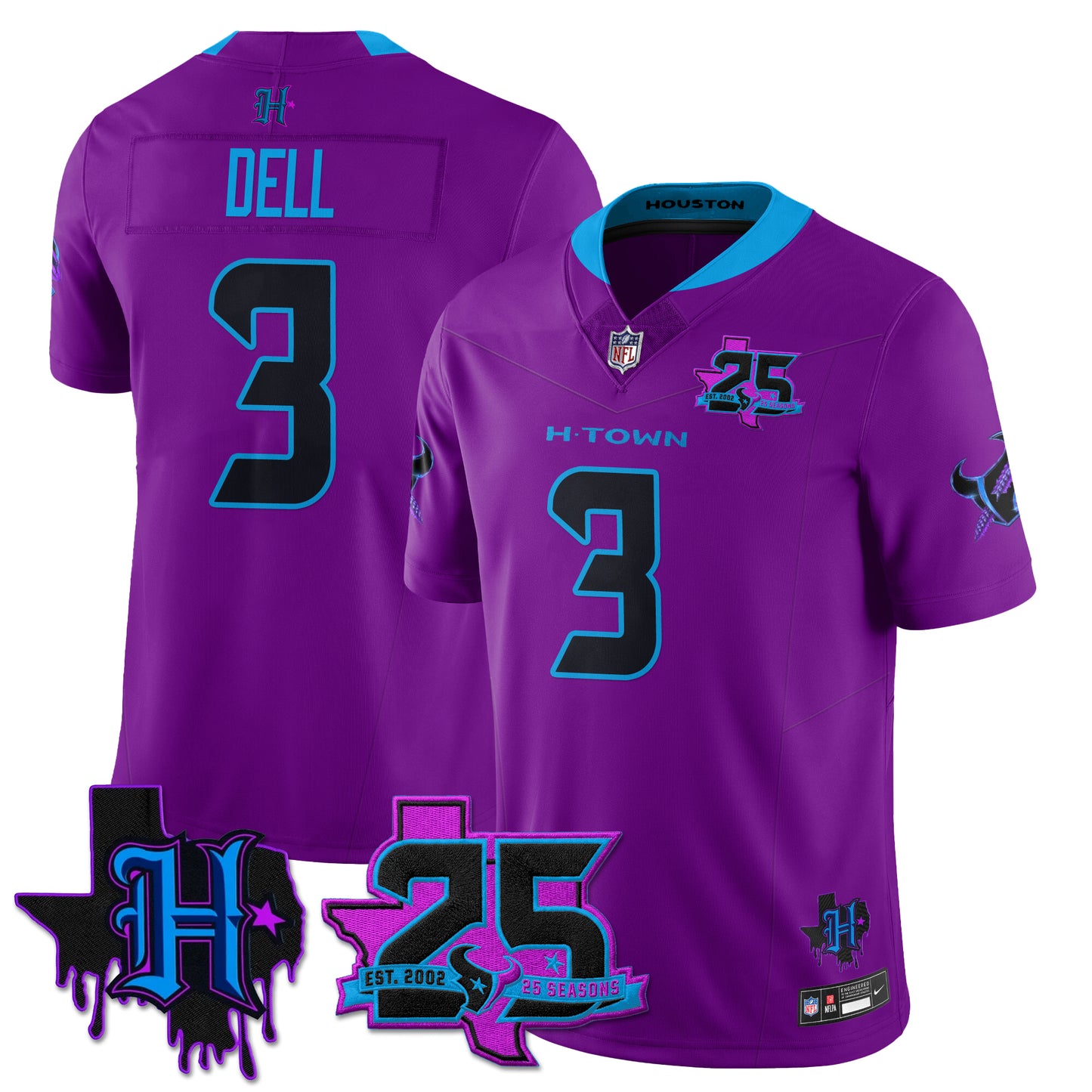 Houston Texans 25th Seasons in 2026 DJ Screw Vapor Limited Jersey - All Stitched