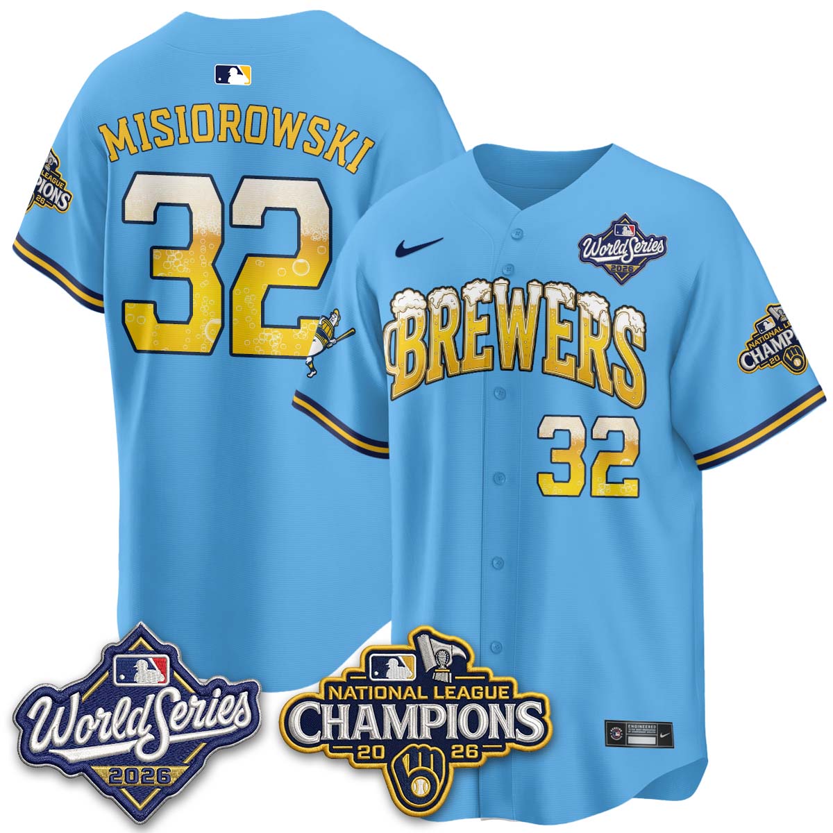 Milwaukee Brewers "Pitcher & Pint" WS26 & 2026 NL Champions Vapor Jersey - Stitched (V2)