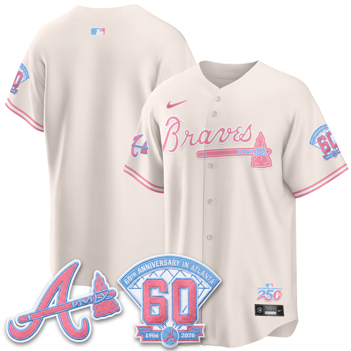 Atlanta Braves x Bubblegum Vapor Jersey - Stitched