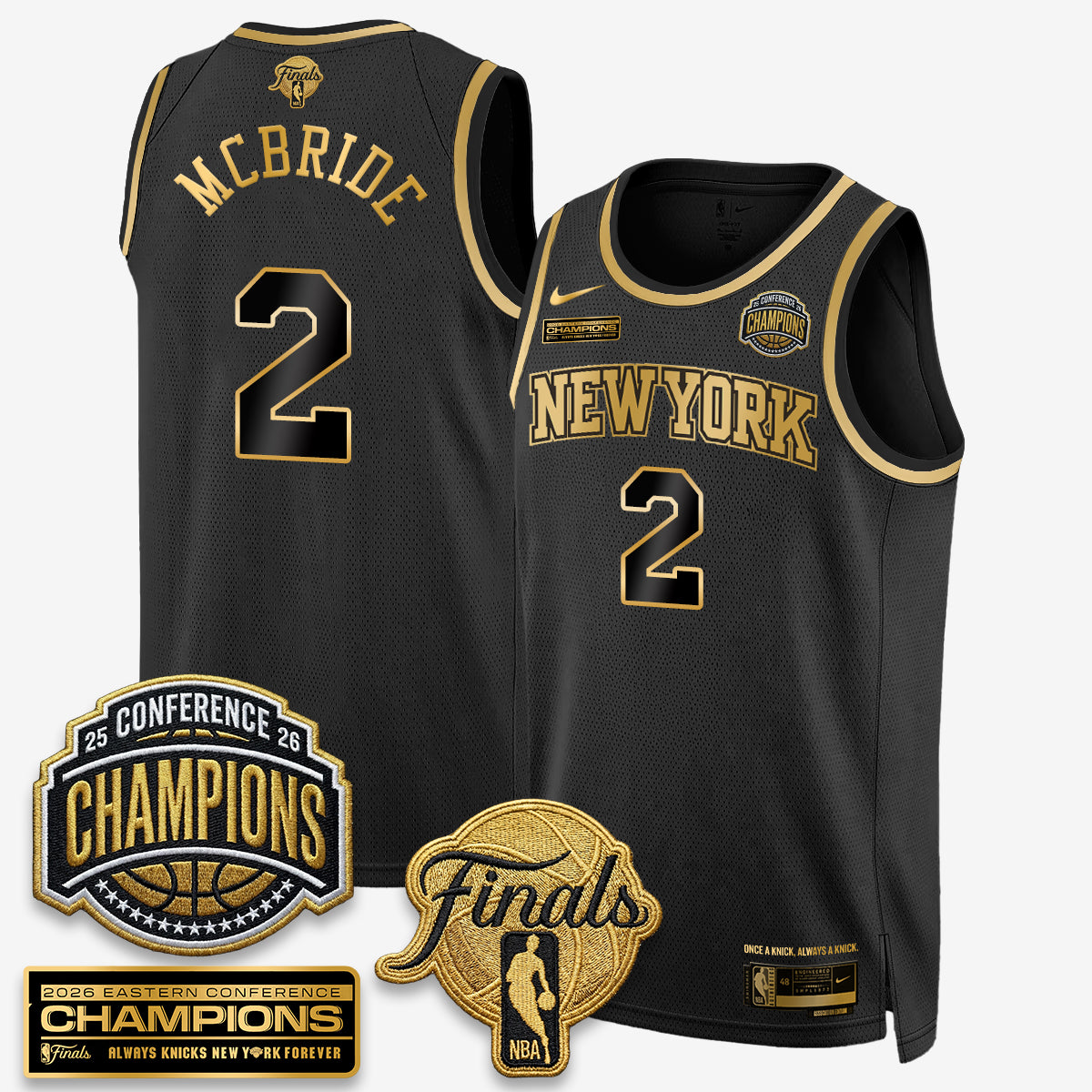New York Knicks 2026 NBA Eastern Conference Champions White Gold Edition Jersey - Stitched