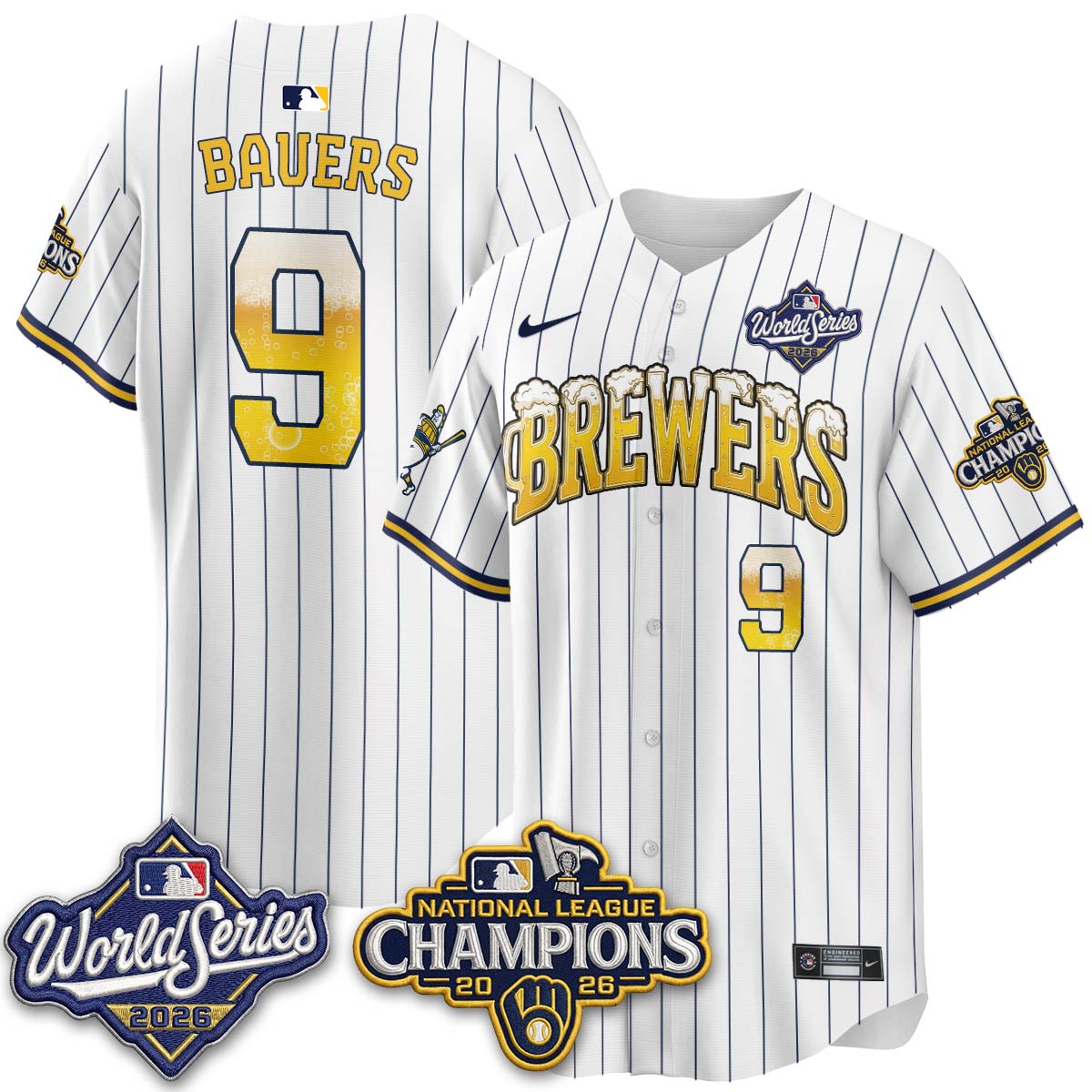 Milwaukee Brewers "Pitcher & Pint" WS26 & 2026 NL Champions Vapor Jersey - Stitched (V2)