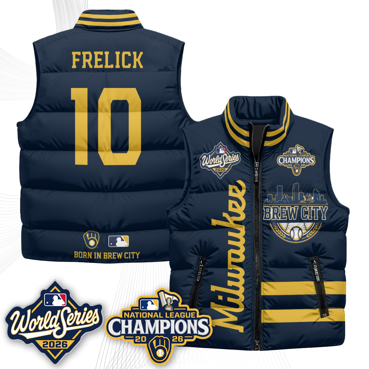 Milwaukee Brewers 2026 NL Champions Puffer Vest - Printed