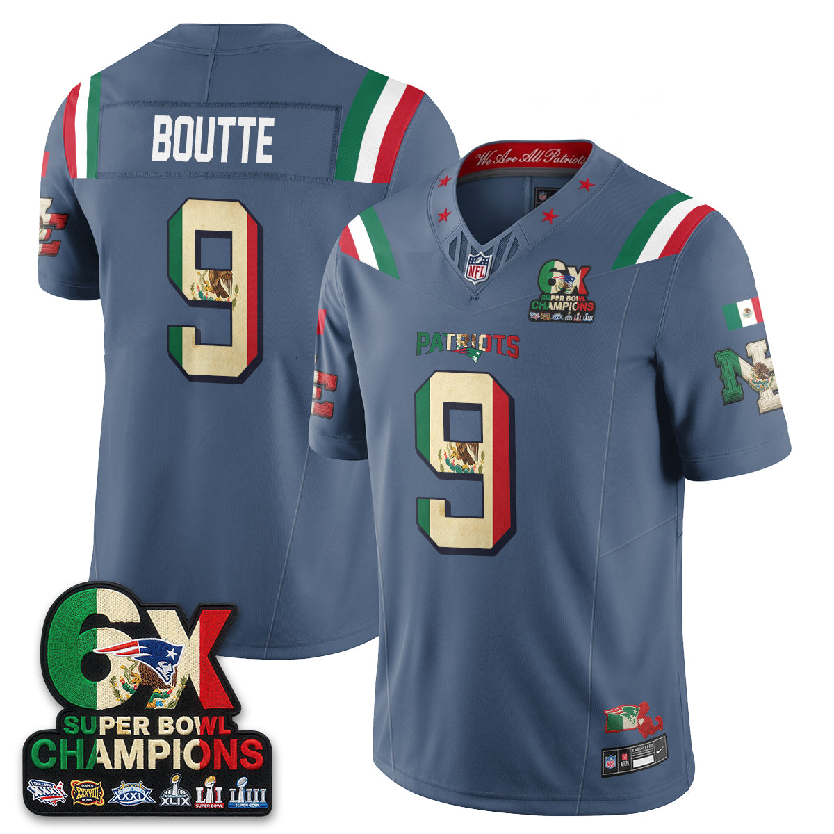 New England Patriots Mexico Edition Vapor Jersey - Stitched