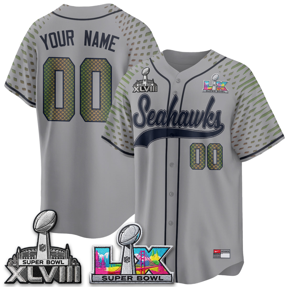 Seattle Seahawks S.Bowl Champs Baseball Vapor Custom Jersey - Stitched