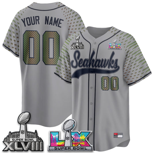Seattle Seahawks S.Bowl Champs Baseball Vapor Custom Jersey - Stitched