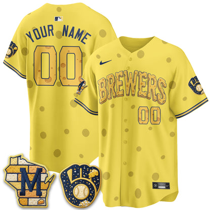 Milwaukee Brewers Cheesehead Edition Vapor Limited Custom Jersey - Stitched