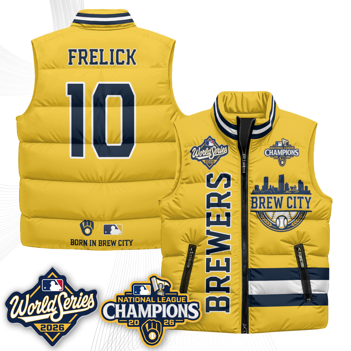 Milwaukee Brewers 2026 NL Champions Puffer Vest - Printed