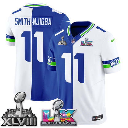 Seattle Seahawks Throwback 2 SB Patches Vapor Jersey - Stitched-NQD