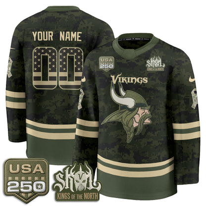MIN 2026 Salute To Service Edition Custom Hockey Jersey - Printed