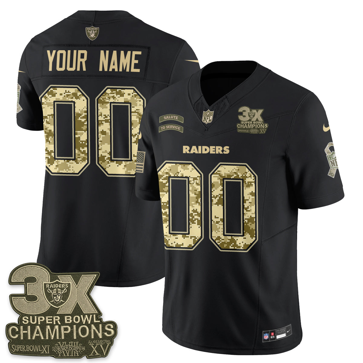 Las Vegas Raiders 2026 Salute to Service V2 Vapor Custom  Jersey - Stitched-NQD