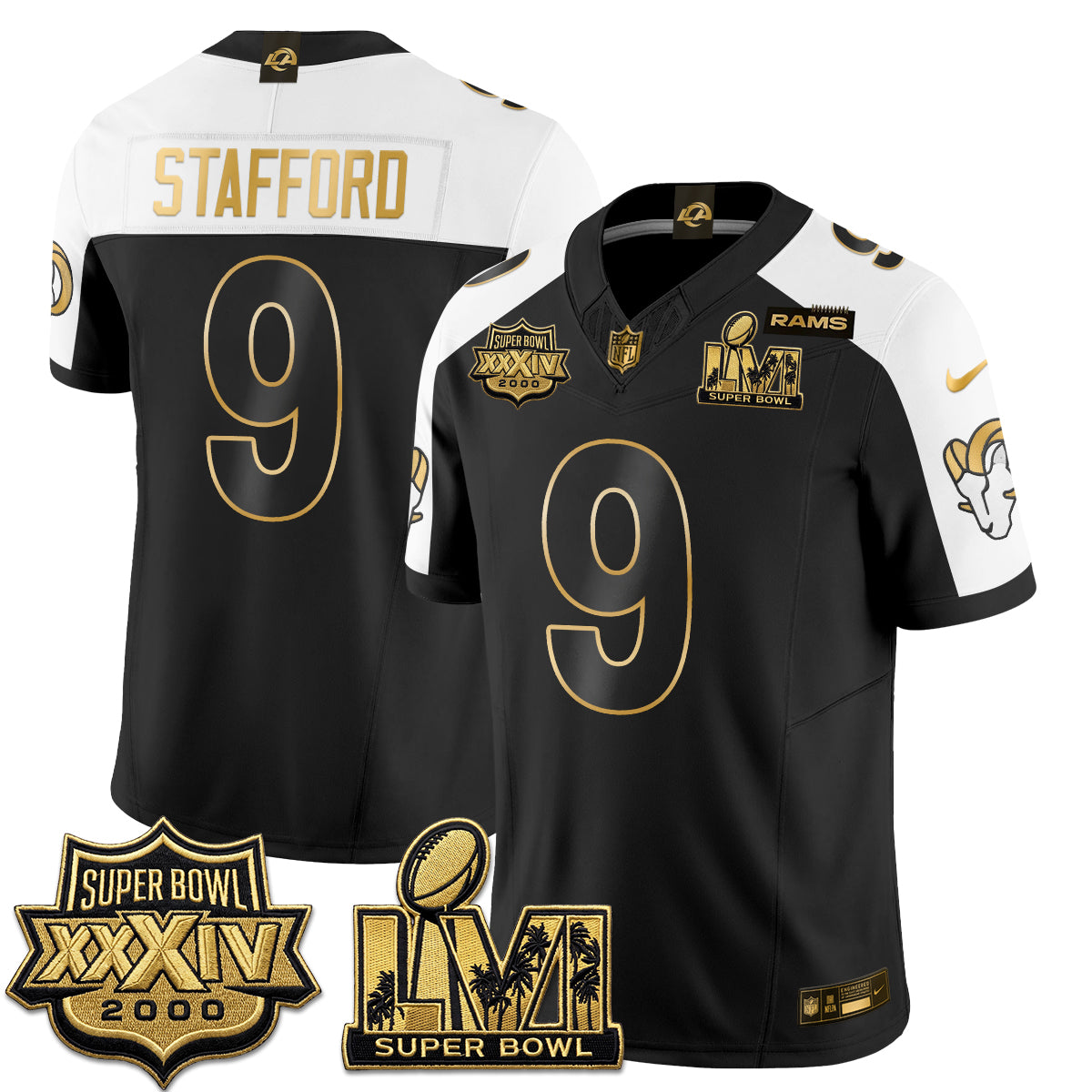 Los Angeles Rams SBowl Champs Gold Vapor Jersey - Stitched