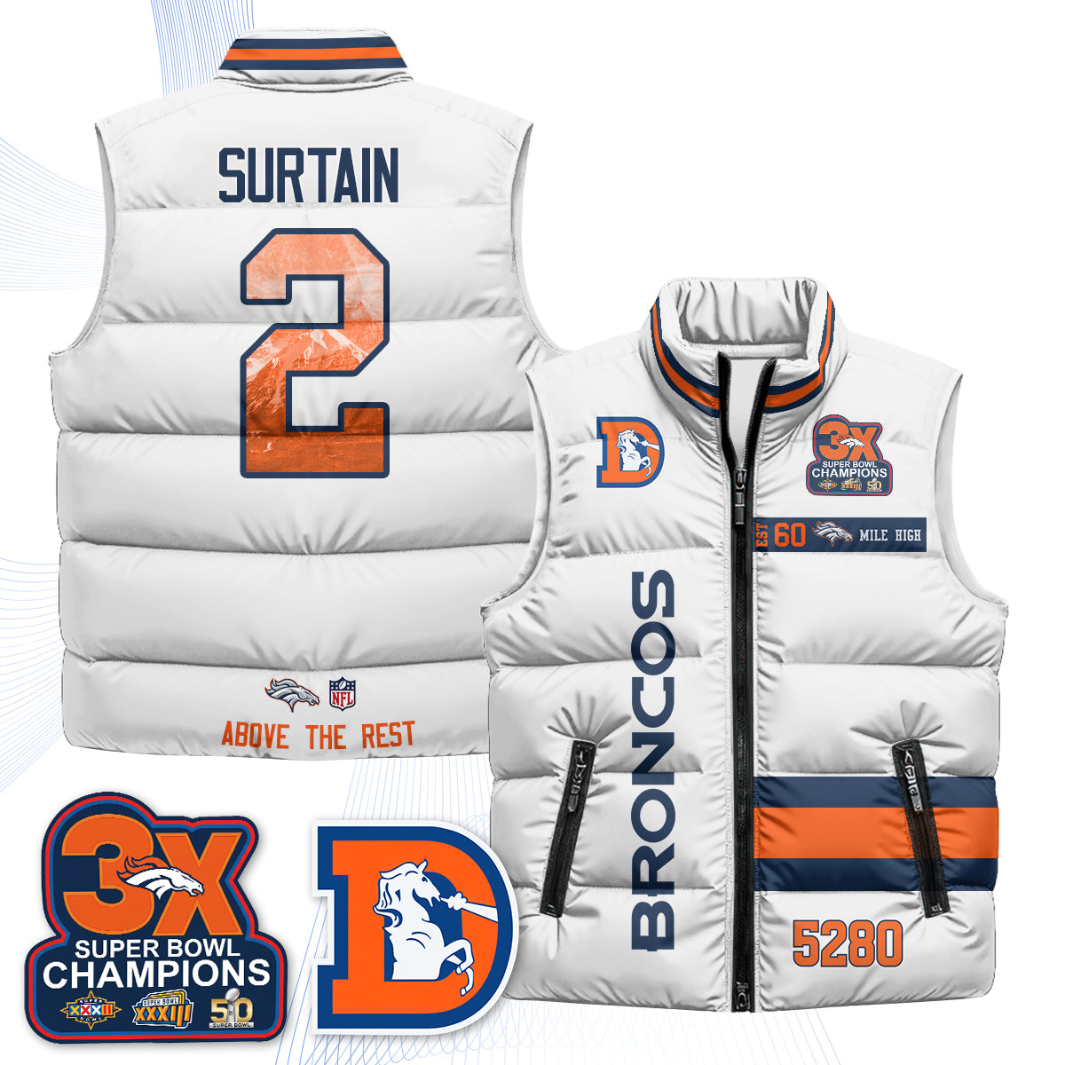 Denver Broncos "Mile High" Puffer Vest - Printed