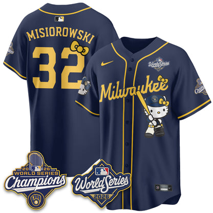 Milwaukee Brewers 2026 WS Champions x Meow KT Vapor Jersey - Stitched