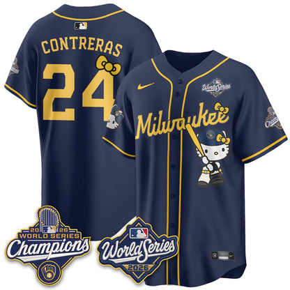 Milwaukee Brewers 2026 WS Champions x Meow KT Vapor Jersey - Stitched