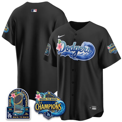 Los Angeles Dodgers Coastal Vapor Hawaiian Jersey - All Stitched