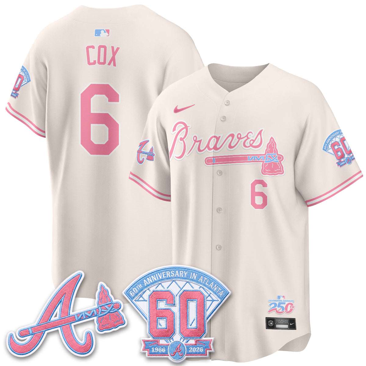 Atlanta Braves x Bubblegum Vapor Jersey - Stitched