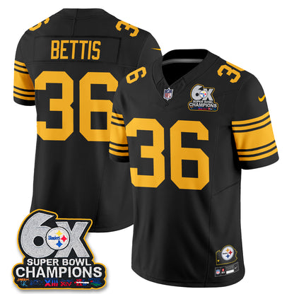 Pittsburgh Steelers 6X Champs Throwback V2 Vapor Jersey - Stitched