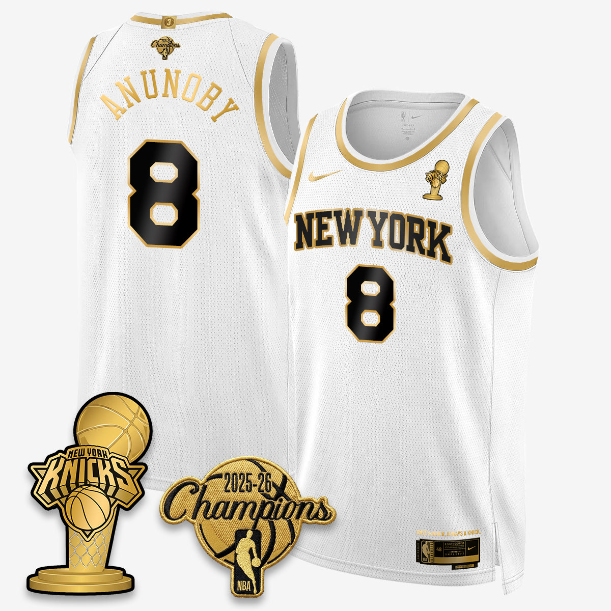 New York Knicks 2026 NBA Champions Gold Edition Vapor Jersey - Stitched