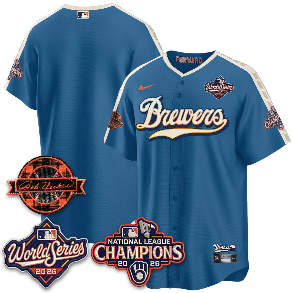 MIL 2026 NL Champions - Bob Uecker Patch Vapor Jersey - Stitched-NQD.