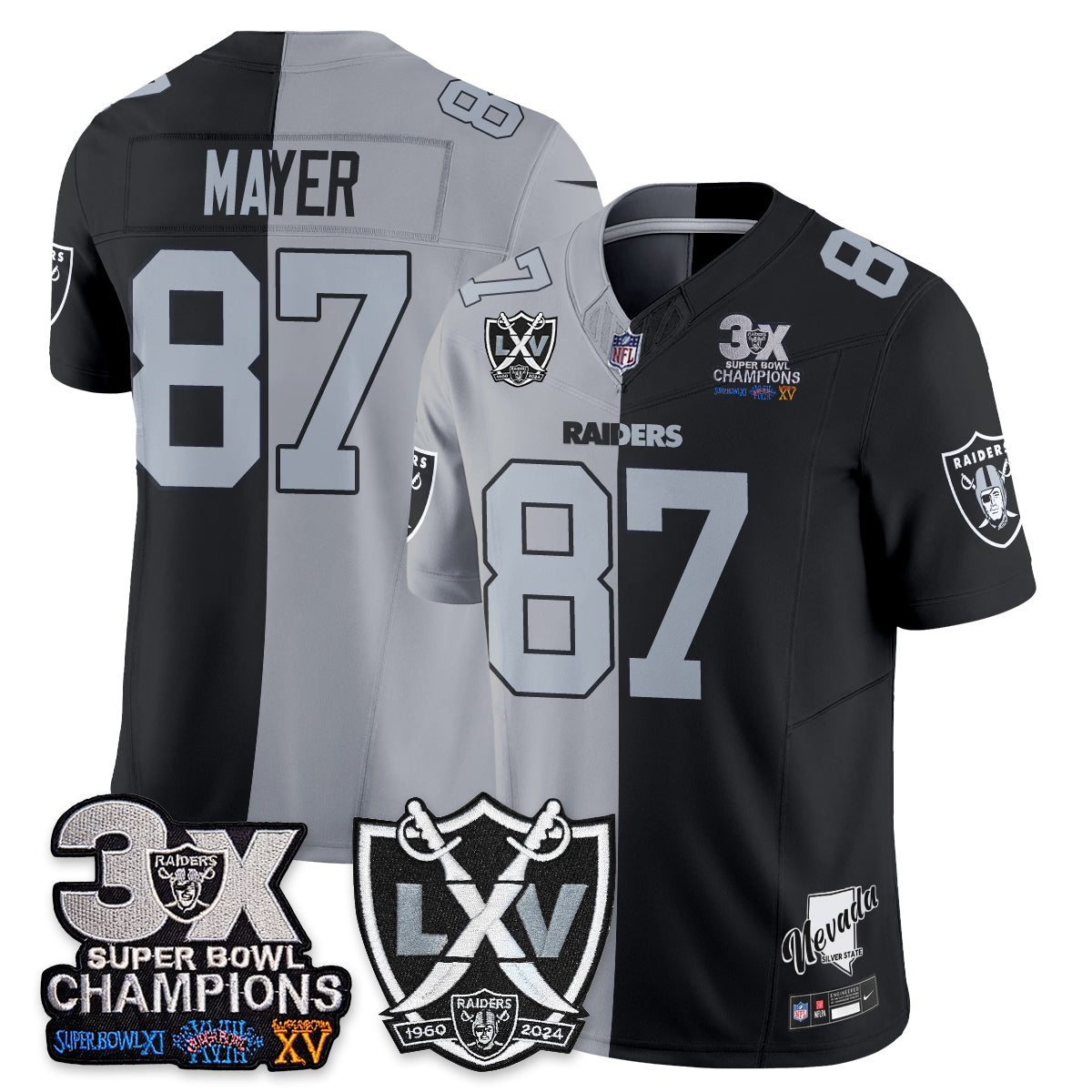 Las Vegas Raiders Split Edition Vapor Jersey V2- Stitched