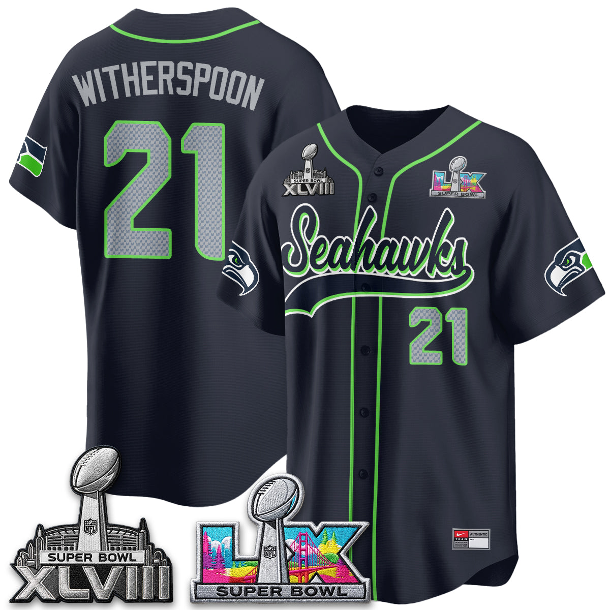 Seattle Seahawks S.Bowl Champs Baseball Vapor Jersey - Stitched