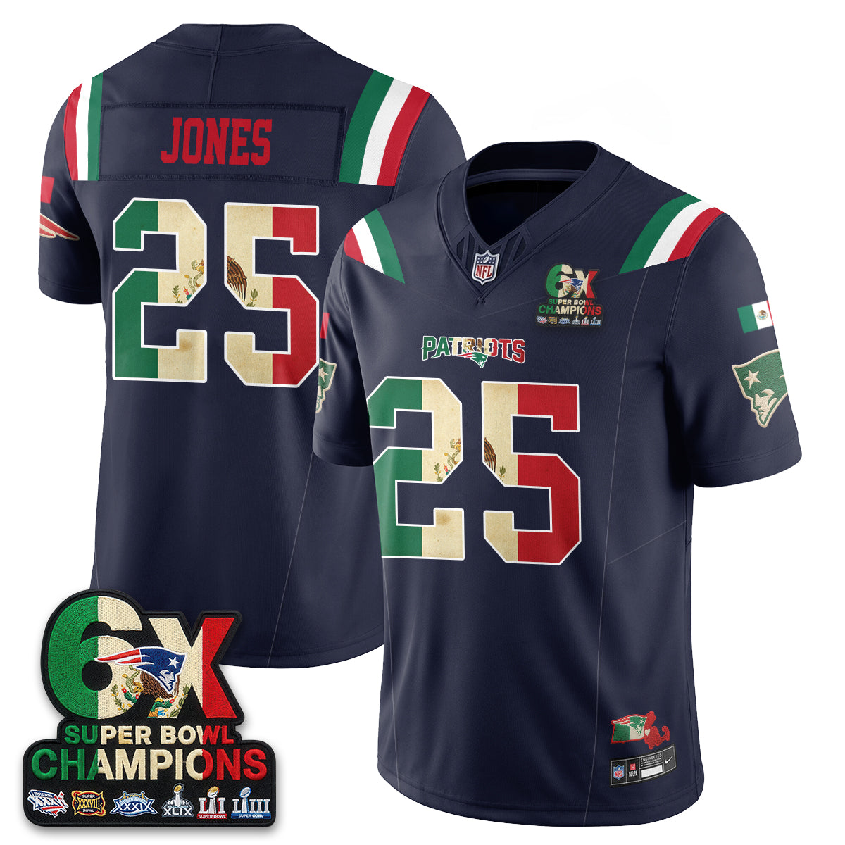 New England Patriots Mexico Edition Vapor Jersey - Stitched