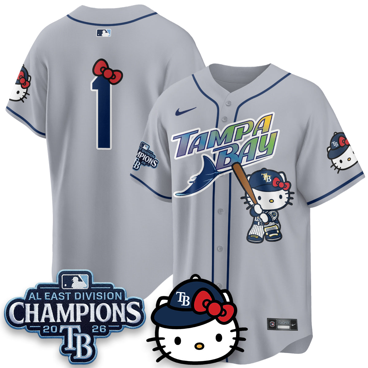 Tampa Bay Rays x Meow KT 2026 AL East Champs Vapor Jersey - Stitched-NQD