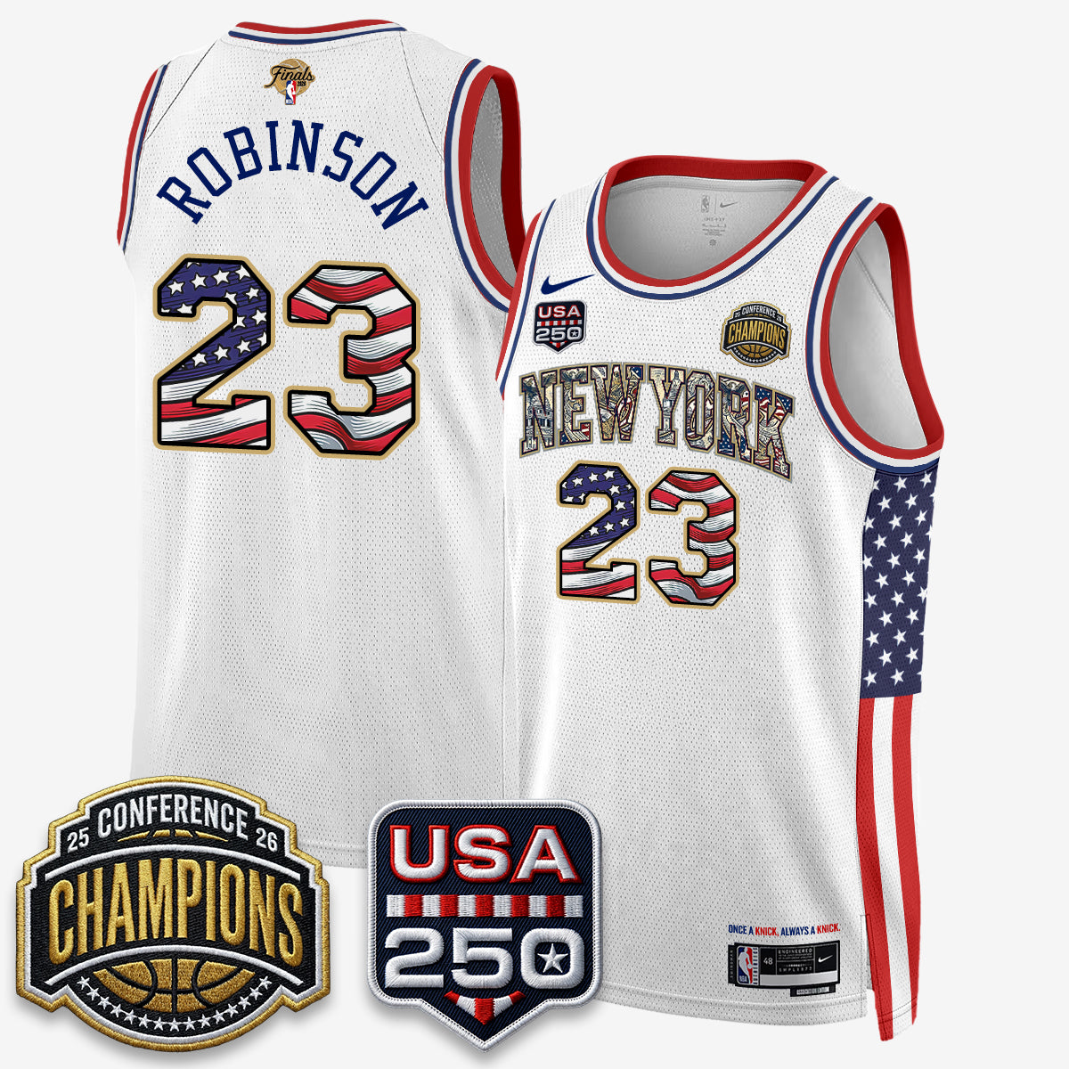 New York Knicks 2026 NBA Eastern Conference Champions x Fourth of July Vapor Jersey - Stitched