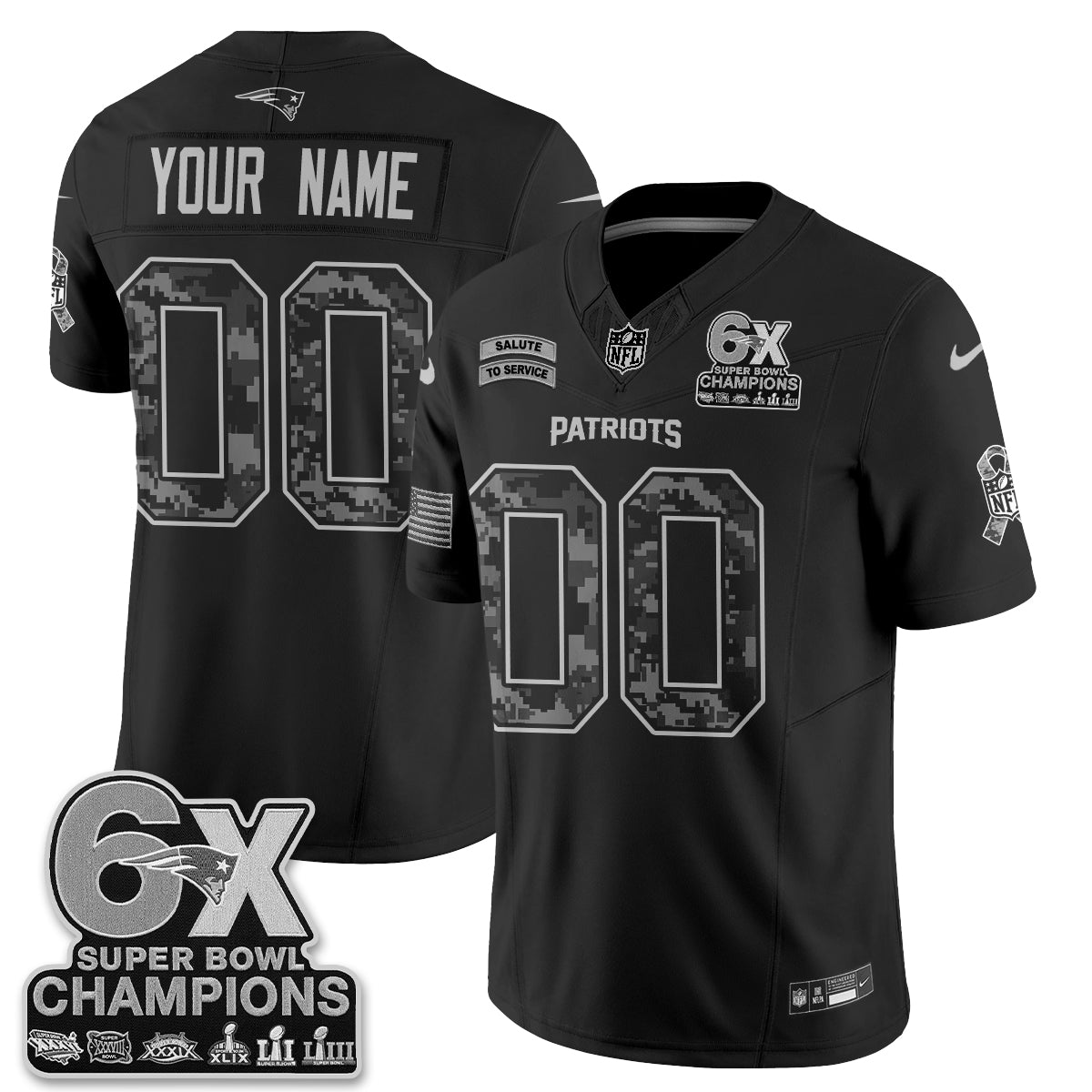 New England Patriots 2026 Salute to Service Vapor Custom Jersey V2- Stitched