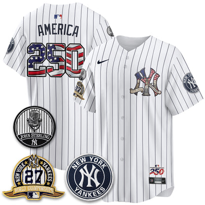 New York Yankees Independence Day USA Vapor Limited Jersey - Stitched
