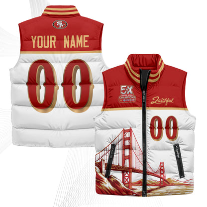 San Francisco 49ers Faithful Custom Puffer Vest - Printed