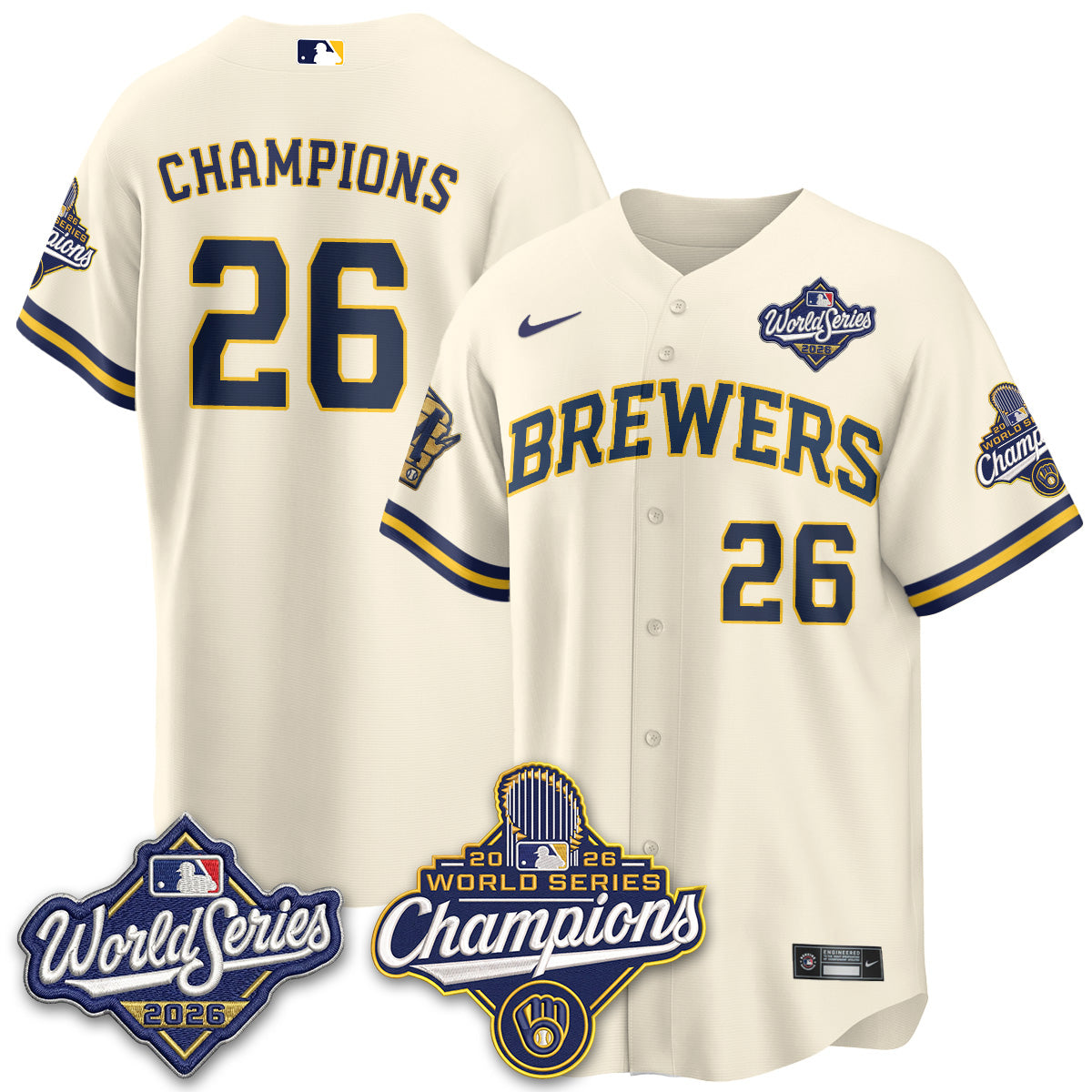 Milwaukee Brewers 2026 WS Champions Vapor Jersey - Stitched