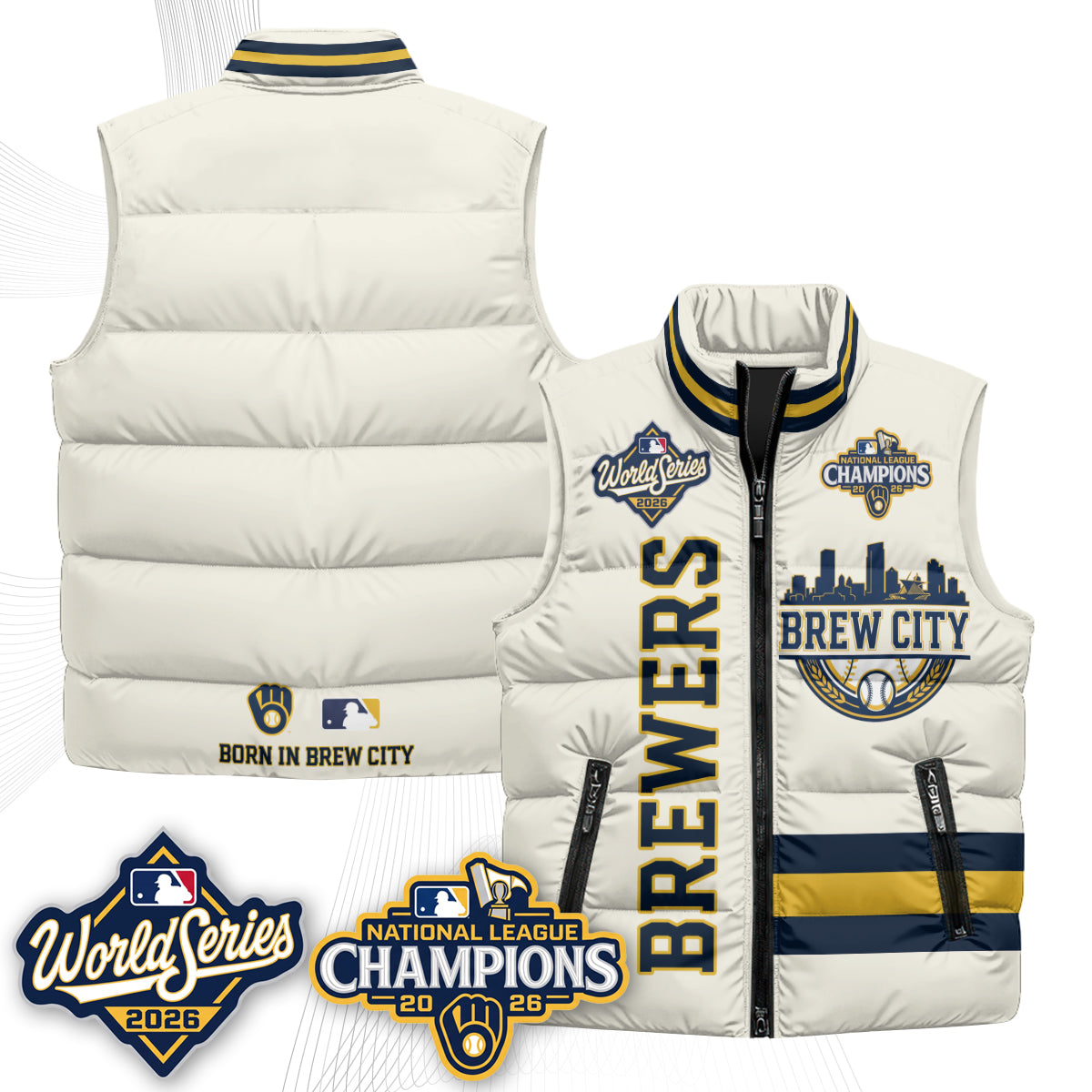 Milwaukee Brewers 2026 NL Champions Puffer Vest - Printed