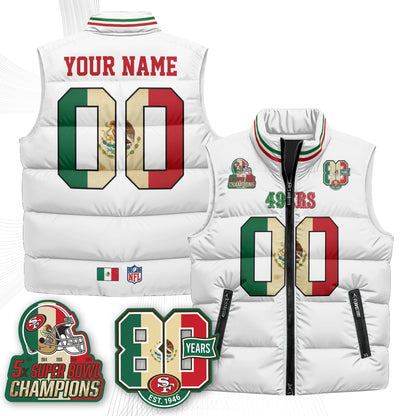 San Francisco 49ers Mexico Style Custom Puffer Vest - Printed