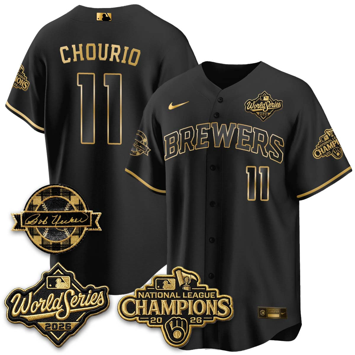 MIL 2026 NL Champions - Bob Uecker Patch Vapor Jersey - Stitched-NQD.