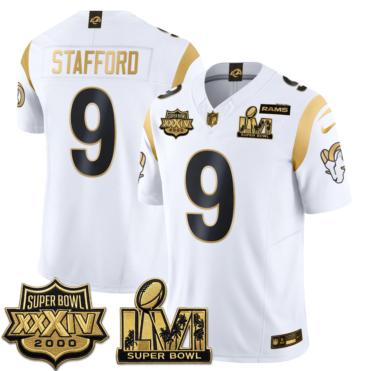 Los Angeles Rams SBowl Champs Gold Vapor Jersey - Stitched