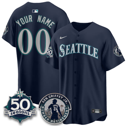 Seattle Mariners Ken Griffey Jr. Patch Vapor Premier Limited Custom Jersey - All Stitched