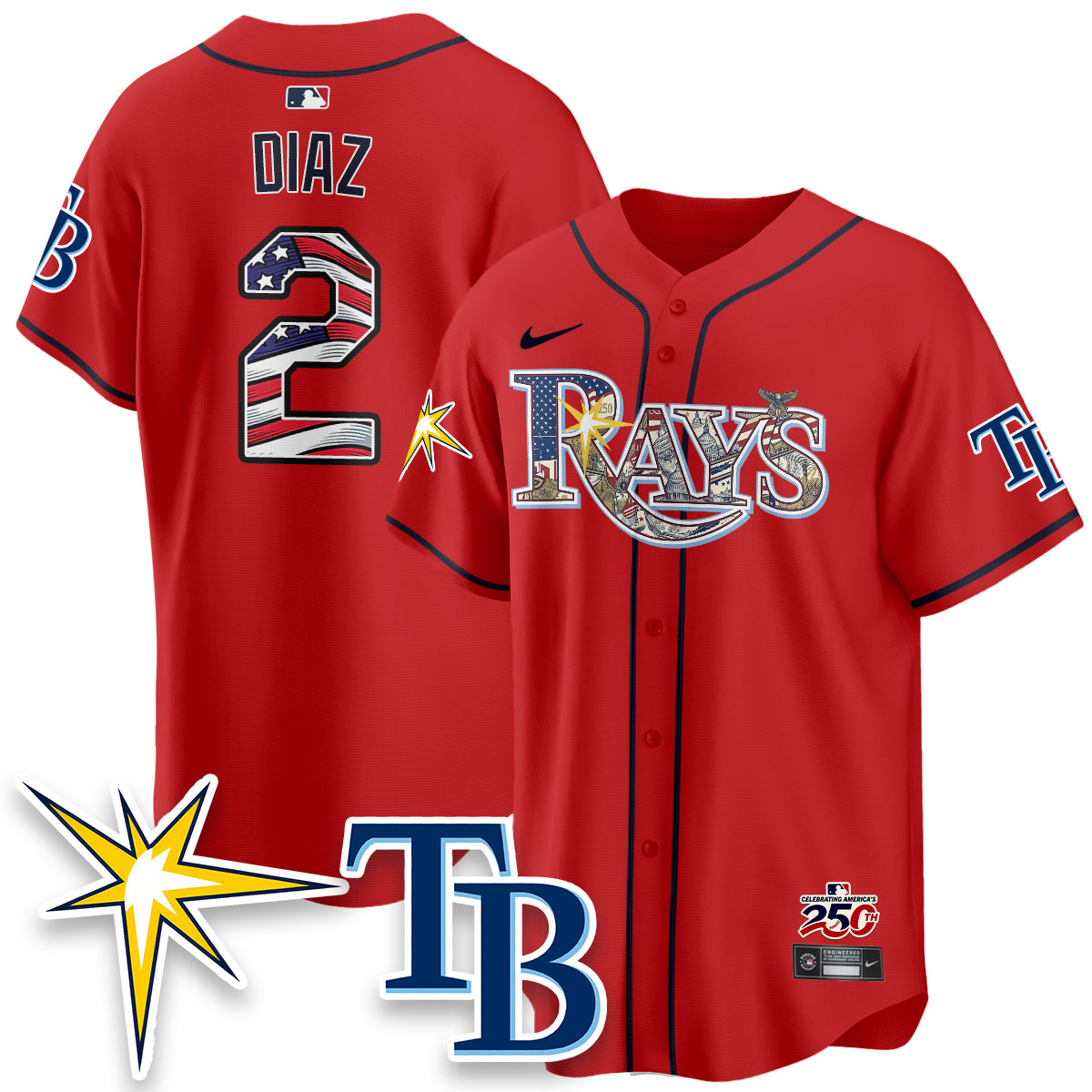 Tampa Bay Rays Independence Day USA 2026 Vapor Limited Jersey - Stitched